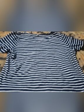 Navy and White Striped Short Sleeve Top
